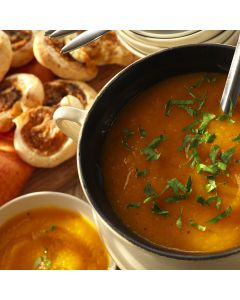 Carrot and Cardamom Soup with Marmite and Cheese Whirls