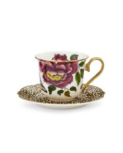 Spode White & Leopard Tea Cup and Saucer