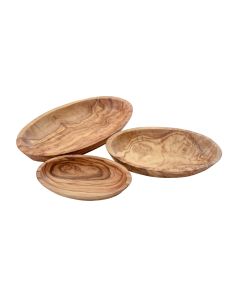 Olive Wood Set of Three Oval Dishes